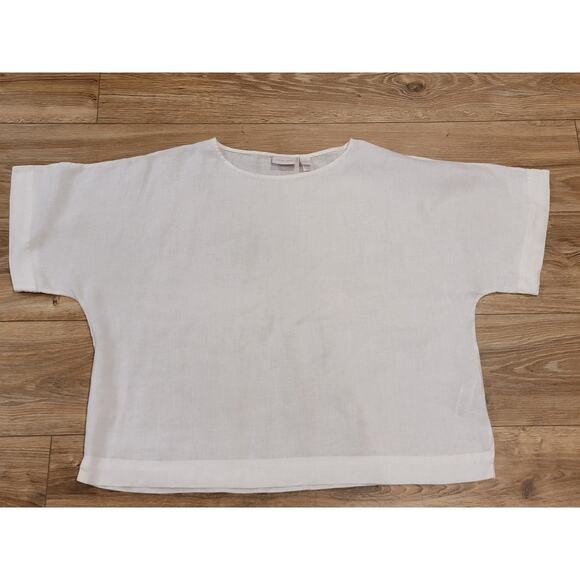 Chico's Linen Top Women's Pullover Tunic Sz 3 (XL) Short Sleeve White Office - Picture 8 of 12
